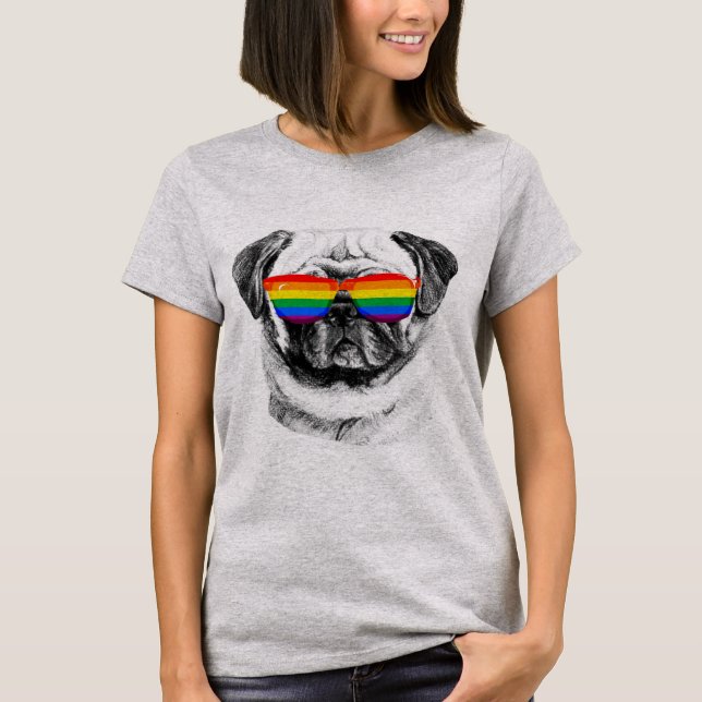 Pug Pride Sunglasses T-Shirt (Front)