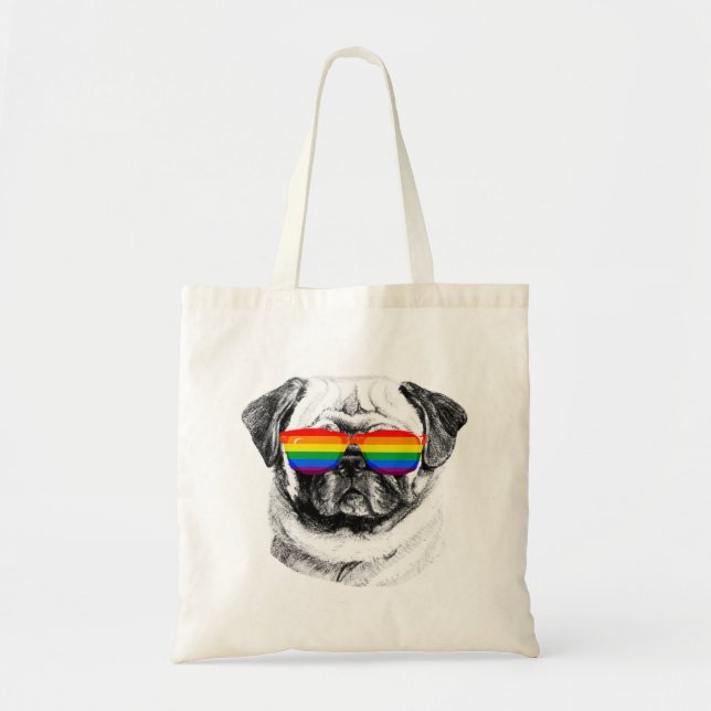 Pug Pride Sunglasses Tote Bag (Front)
