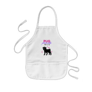 'Pug Princess" kids apron personalised.