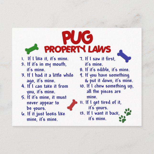 PUG Property Laws 2 Postcard (Front)