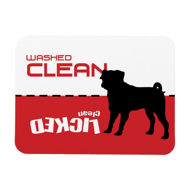Pug Puggle Dog Dishwasher Magnet - Licked Clean (Horizontal)