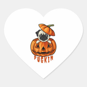 Pug Pumpkin Halloween Pugkin Costume For Pug Dog Heart Sticker