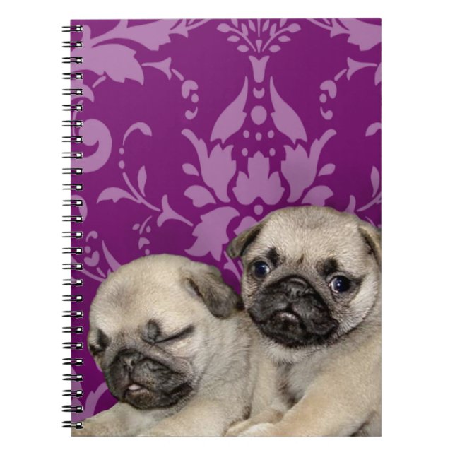 Pug puppies dog spiral notebook (Front)