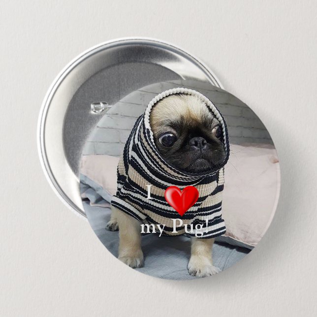 Pug Puppy 7.5 Cm Round Badge (Front & Back)
