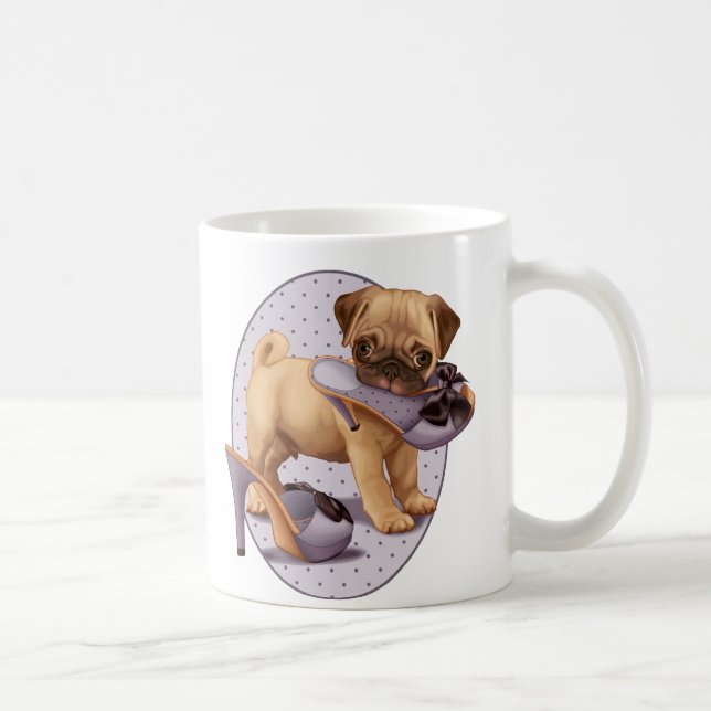 Pug Puppy and Shoe Coffee Mug (Right)