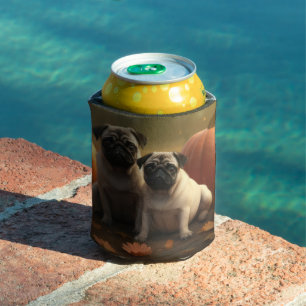 Pug Puppy Autumn Delight Pumpkin Can Cooler