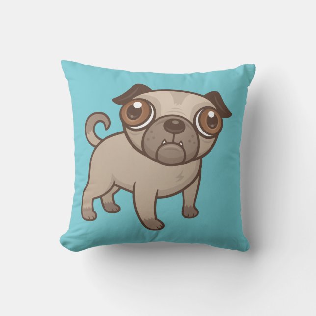 Pug Puppy Cartoon Cushion (Front)
