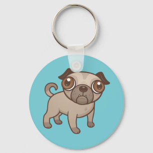 Pug Puppy Cartoon Key Ring