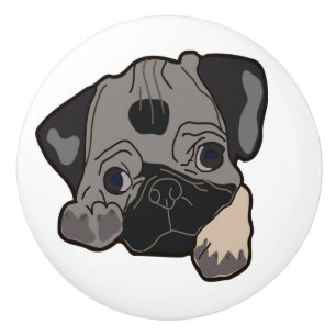 PUG PUPPY CERAMIC KNOB