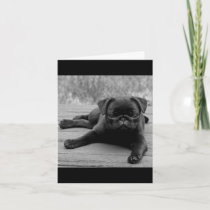 Pug Puppy Dog Black & White Blank Note Card