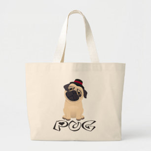 Pug Puppy Dog Cartoon Canvas Tote Bag