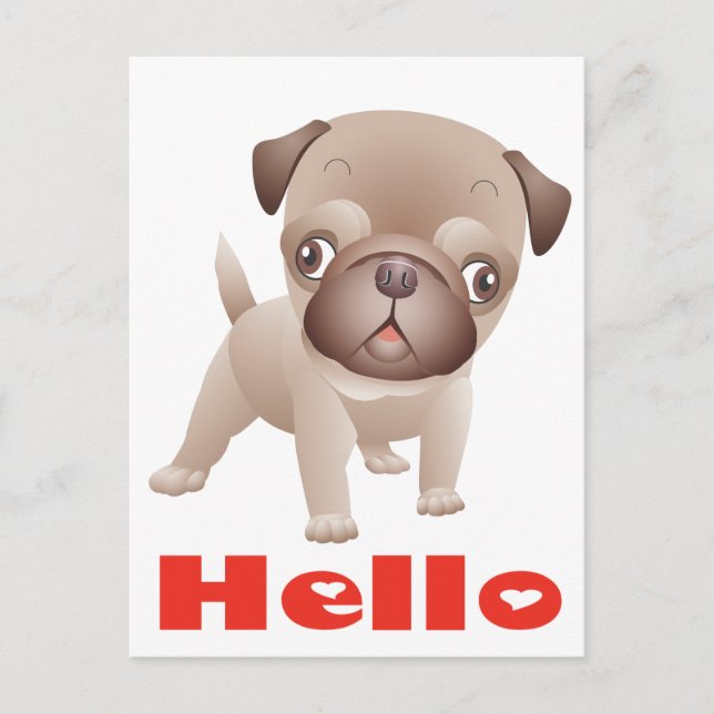 Pug Puppy Dog Greeting Postcard (Front)