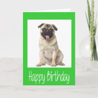Pug Puppy Dog Happy Birthday Card - Verse inside