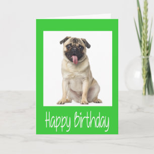 Pug Puppy Dog Happy Birthday Card - Verse inside
