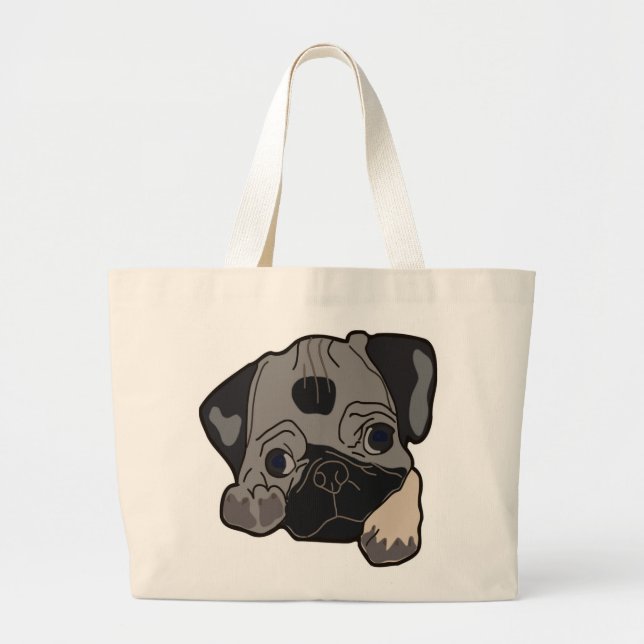 PUG PUPPY DOG LARGE TOTE BAG (Front)