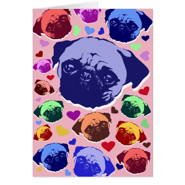 Pug Puppy Dog Love Hearts Pattern (Front)