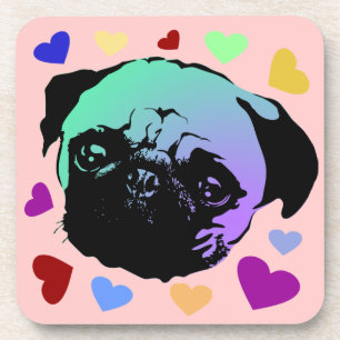 Pug Puppy Dog PopArt Retro Style Coaster