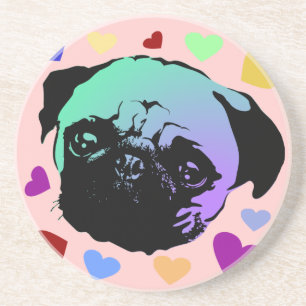 Pug Puppy Dog PopArt Retro Style Coaster
