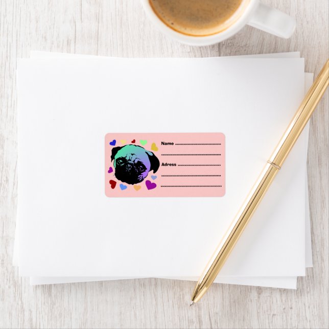 Pug Puppy Dog PopArt Retro Style Label (Insitu)