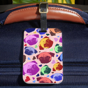 Pug Puppy Dog PopArt Retro Style Luggage Tag