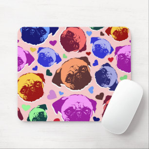 Pug Puppy Dog PopArt Retro Style Mouse Pad