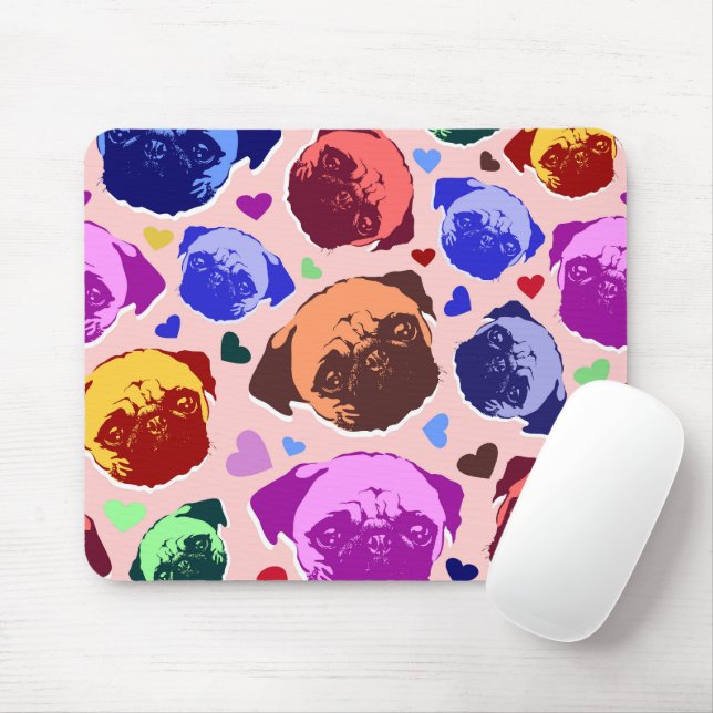 Pug Puppy Dog PopArt Retro Style Mouse Pad (With Mouse)