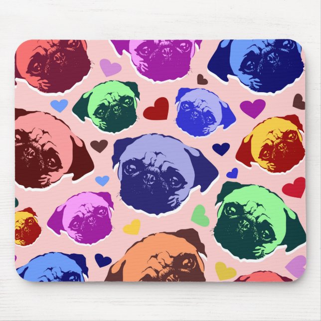 Pug Puppy Dog PopArt Retro Style Mouse Pad (Front)