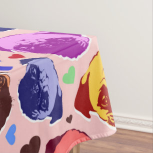 Pug Puppy Dog PopArt Retro Style Tablecloth