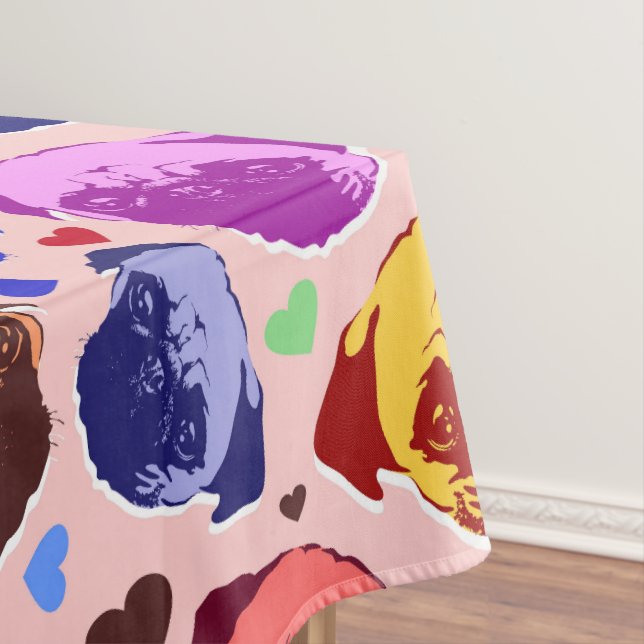 Pug Puppy Dog PopArt Retro Style Tablecloth (In Situ)