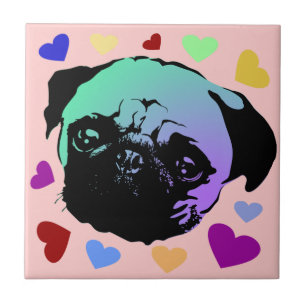 Pug Puppy Dog PopArt Retro Style Tile