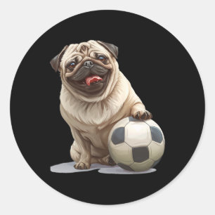 Pug Puppy Dog Soccer Ll Sports Team Animal Men Wom Classic Round Sticker