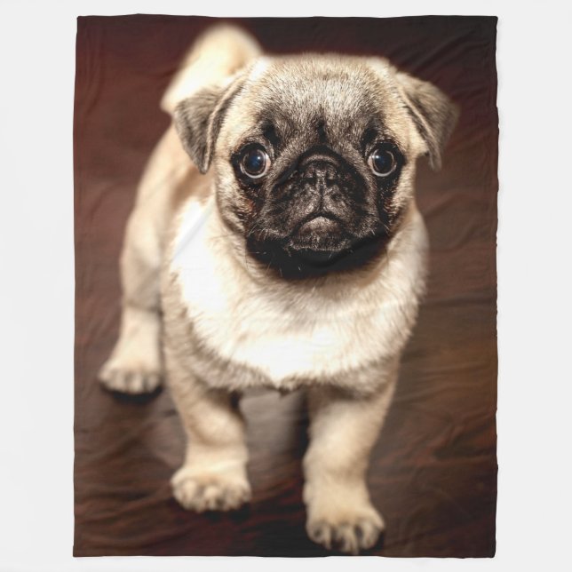 PUG PUPPY FLEECE BLANKET (Front)