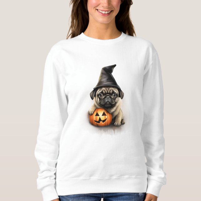 Pug Puppy Halloween Sweatshirt (Front)