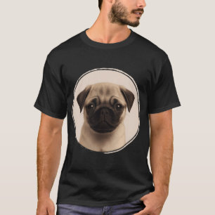 Pug Puppy in Circle - Mocha T-Shirt