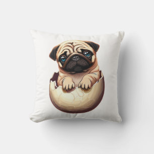 Pug Puppy in Egg - Cute Dog Design Cushion