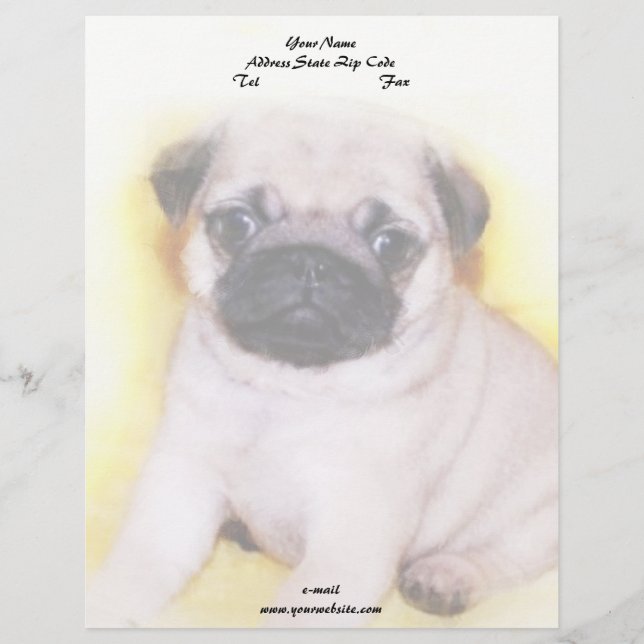 Pug Puppy Letterhead Template (Front)