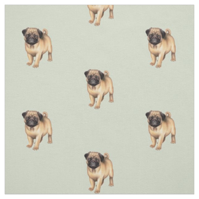 Pug Puppy Love Brushed Cotton Fabric (Swatch)