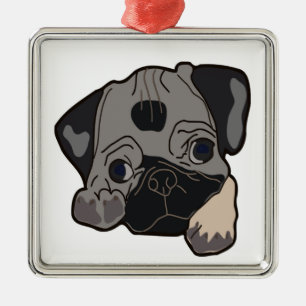 PUG PUPPY METAL TREE DECORATION