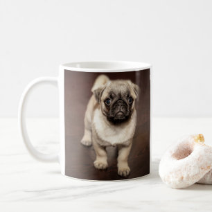 Pug Puppy on Polished Wood Floor Coffee Mug