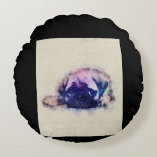 Pug Puppy Sketch Pug Dog Lovers Gift Round Cushion
