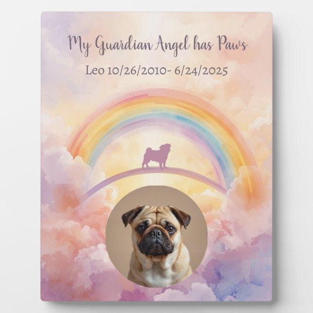 Pug Rainbow Bridge Memorial Plaque Watercolor Pet (Front)