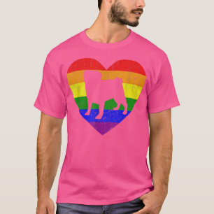 Pug Rainbow Flag Heart For LGBT Gay Lesbian Suppor T-Shirt
