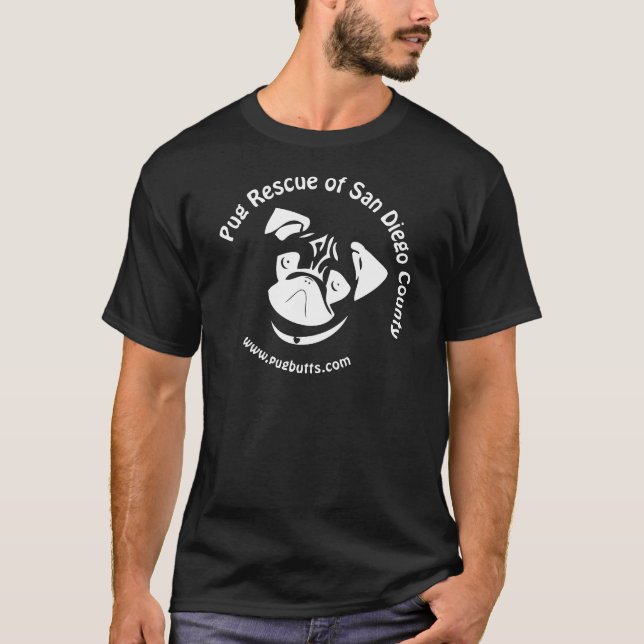 Pug Rescue Logo For Dark Tees (Front)