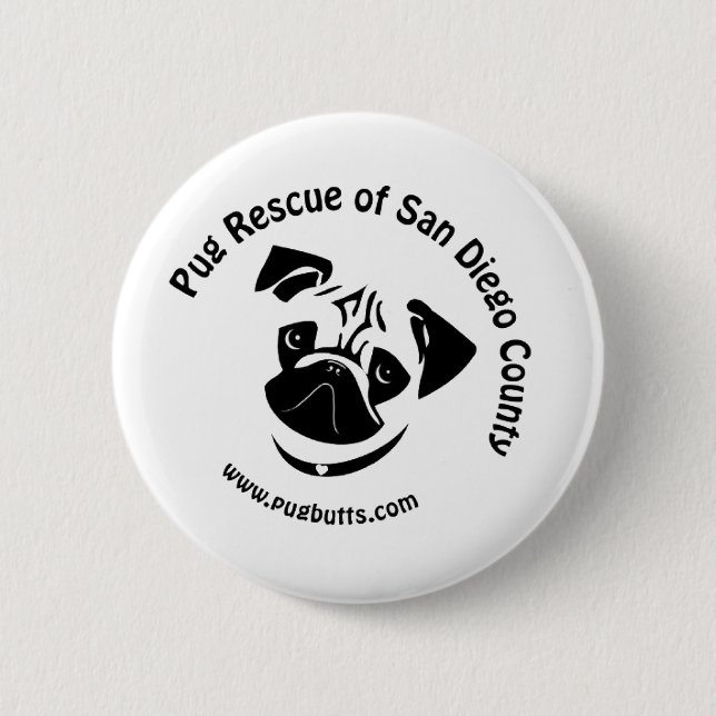 Pug Rescue of San Diego County Logo 6 Cm Round Badge (Front)