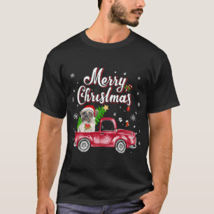 Pug Retriever Rides Red Truck Christmas Pajama T-Shirt