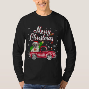 Pug Retriever Rides Red Truck Christmas Pajama T-Shirt