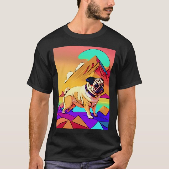 Pug Retro Landscape 2 T-Shirt (Front)