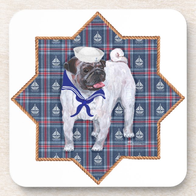 Pug Sailor Coaster (Front)