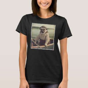 Pug Sailor Fishing Vintage Graphic T-Shirt
