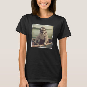 Pug Sailor Fishing  Vintage Graphic T-Shirt